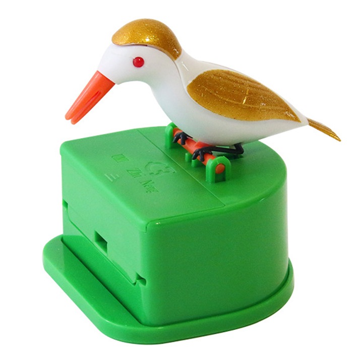 Dozator de scobitoare forma pasare mica, ABS alimentar, pentru scobitori standard, multicolor