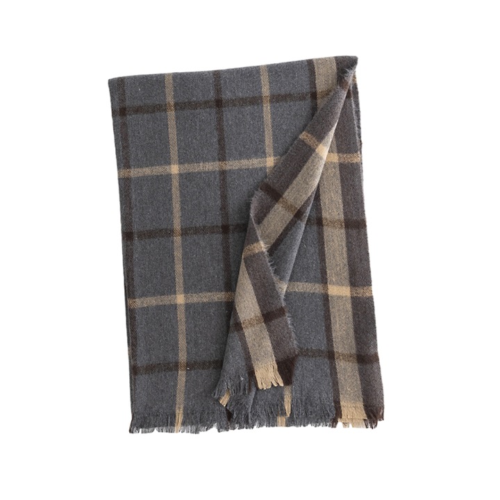 Esarfa lunga din poliester, model carouri, multifunctionala, 65x180cm, pentru femei si barbati