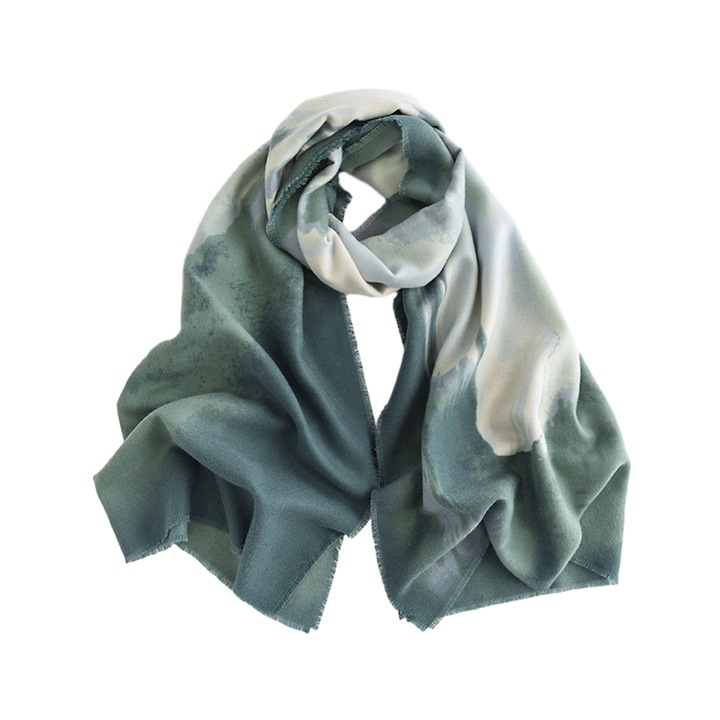 Esarfa dama, Casmir, Verde/Alb, 190x60