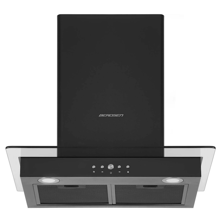 Кухненски Аспиратор, Декоративен, Неръждаема Стомана И Безопасно Стъкло, Led Осветление, 3 Скорости, 120 W, 499 М3/h, Енергиен Клас B, 60 См, Черен