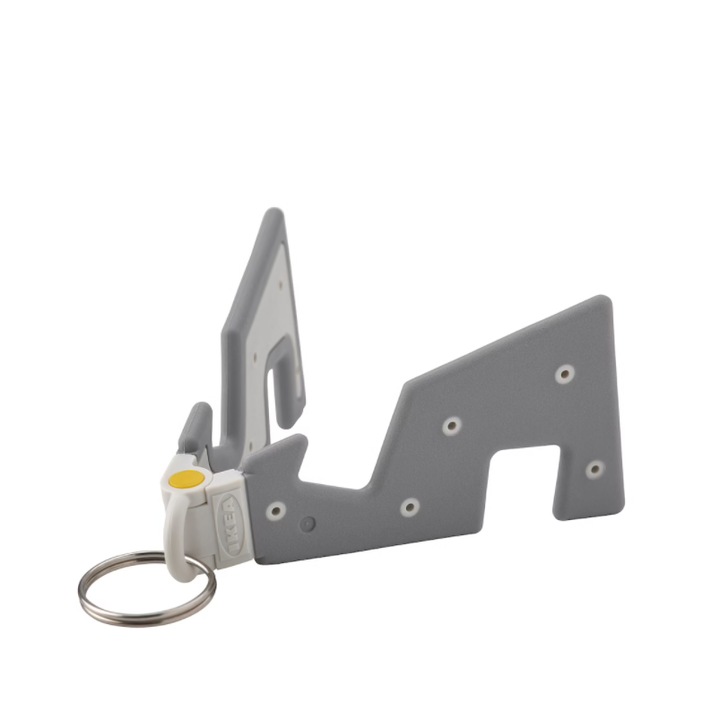 Tartó és univerzális multifunkcionális kulcstartó telefonhoz és kulcsokhoz, mérete 8x3,5 cm, szürke színű