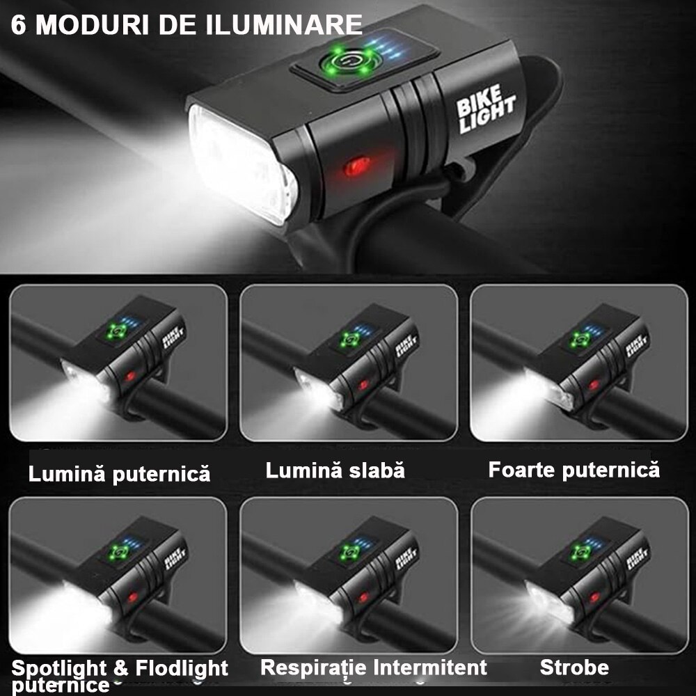 Set Lumini Bicicleta Far Si Stop Led Ywx Moduri Luminare