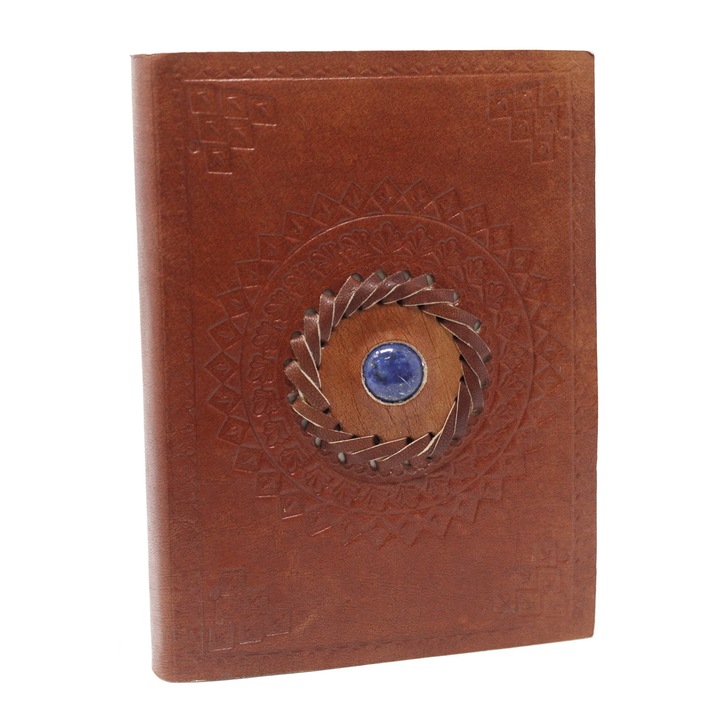 Agenda, Ősi Bölcsesség, Bőr, Lapis kővel, 17x12 cm, Barna