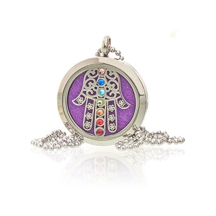Colier aromaterapie Hamsa Chakra, Ancient Wisdom, Multicolor, 30mm