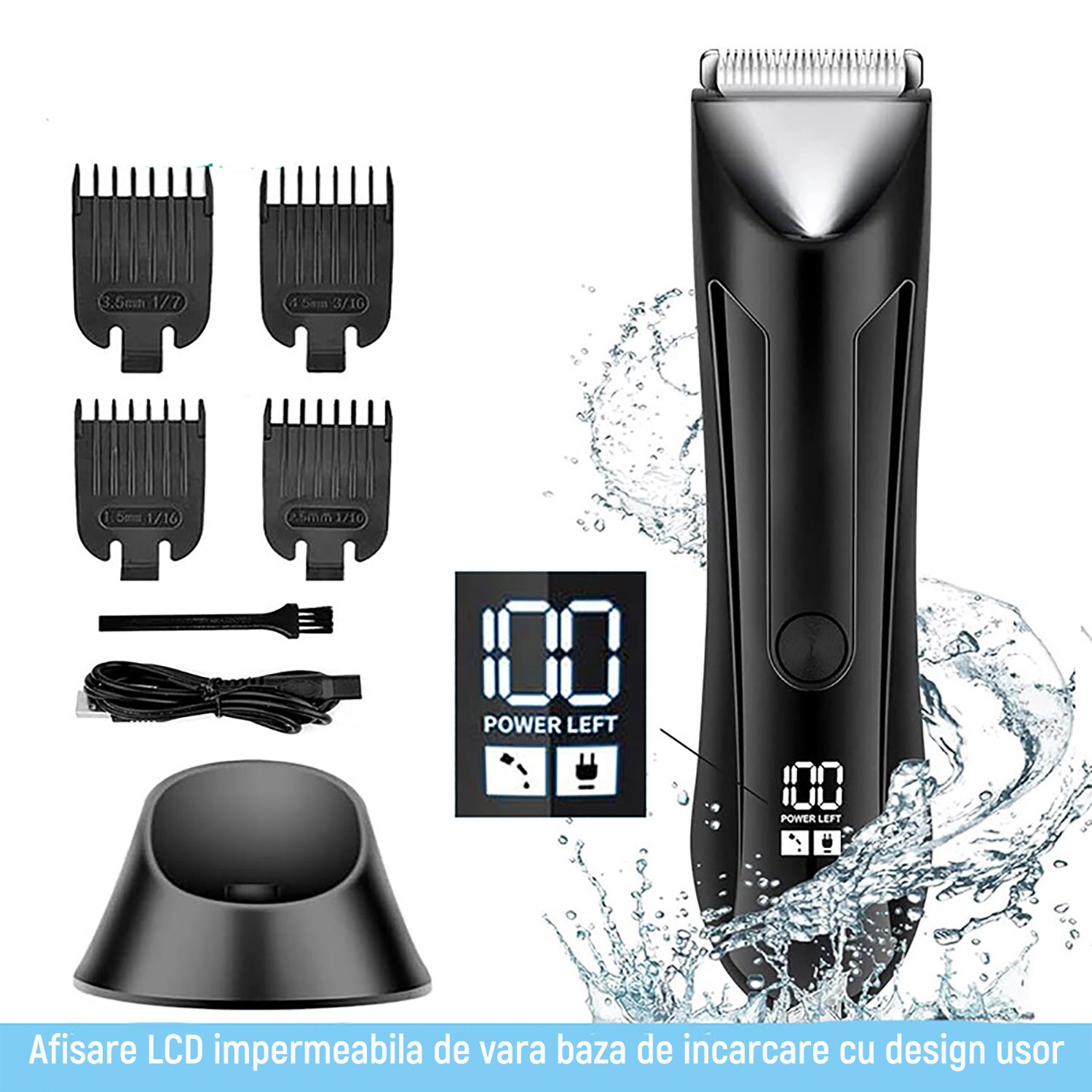 Trimmer, Vaxiuja, inghinala, barba si corp, rezistent la apa, wireless