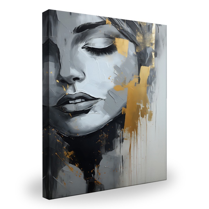 Декоративна картина върху платно Чувствен портрет на жена в черно-бели цветове 50 см x 70 см Декорация за стена, Модерен дизайн