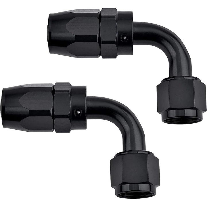 Conector pentru conducta de ulei din doua piese, Vaxiuja, Detasabil, Rotire rapida, 90°, Material Aliaj de aluminiu, Negru