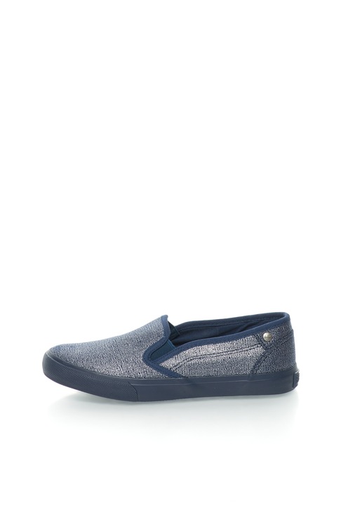 Big Star, Pantofi slip-on bleumarin cu accente argintii, Bleumarin, 38