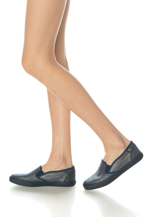 Big Star, Pantofi slip-on bleumarin cu accente argintii, Bleumarin, 38