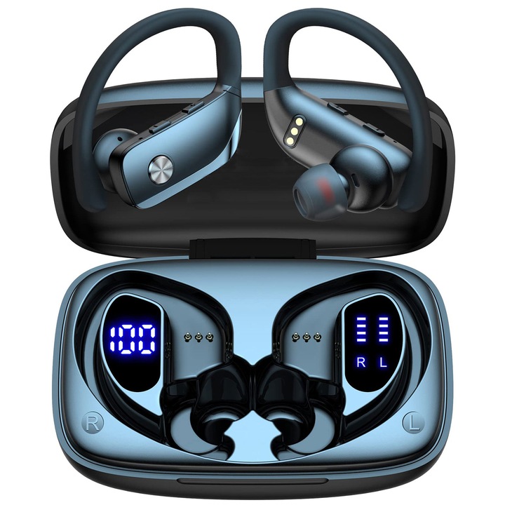 Vezeték nélküli fejhallgató, sundiguer, Bluetooth 5.0, digitális kijelző, zajszűrő, érintésvezérlés, vízálló, univerzális, fekete