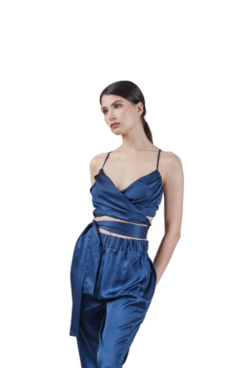 Top Albastru Silk, Albastru