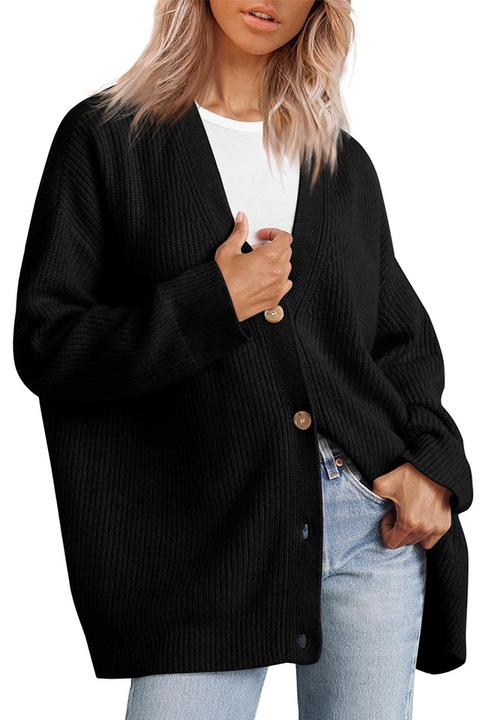 Pulover dama, Vaxiuja, Poliester, Negru, Negru