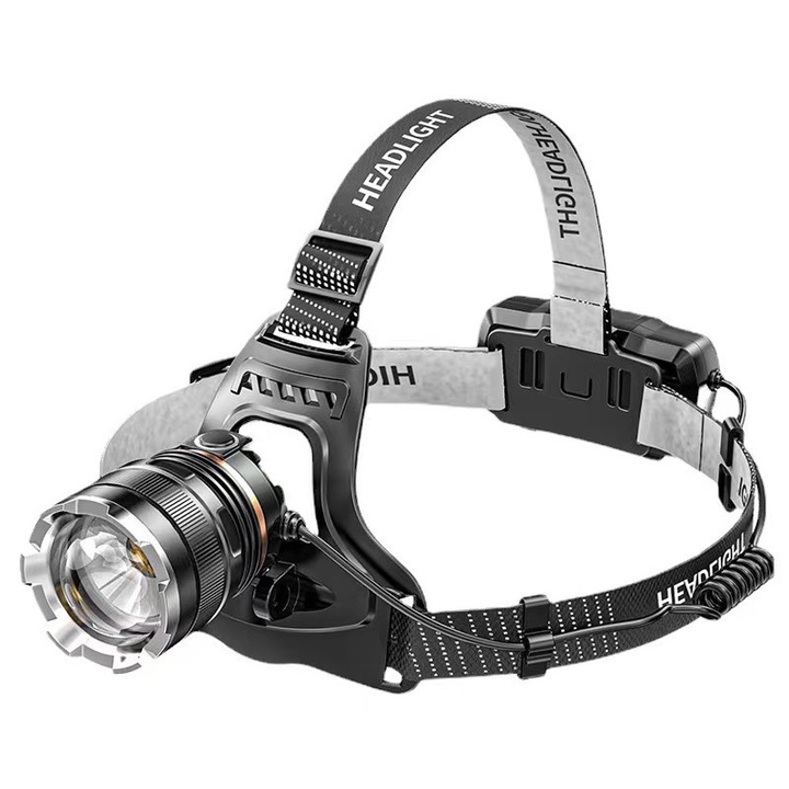 LED челник YWX, Алуминиева сплав, 4,2 cm, USB директно зареждане, 2 батерии, Висока чувствителност, Регулируем 0-90°, Черен
