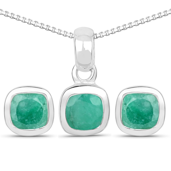 Set cercei si pandantiv, Silvance, Argint 925, verde