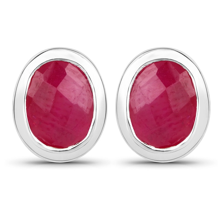 Cercei, Silvance, Argint 925, rodiu argintiu, forma ovala, 6x5mm