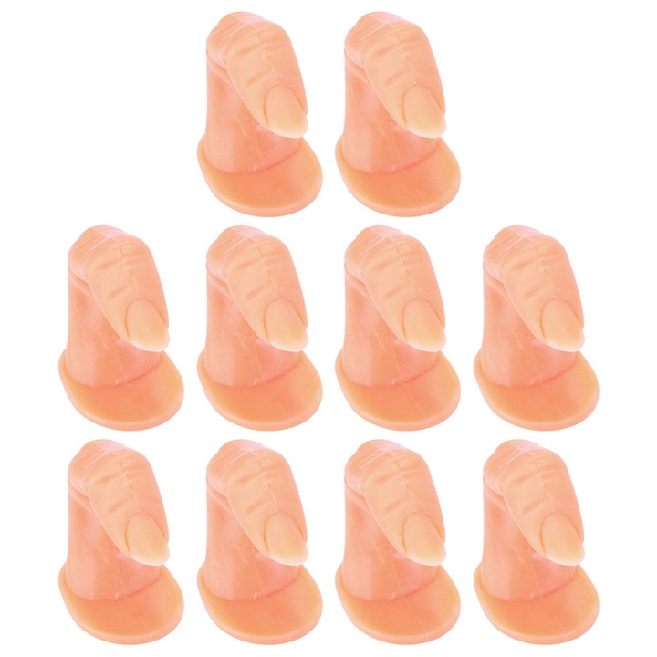 Set 10 degete practica manichiura, Plastic, Nude