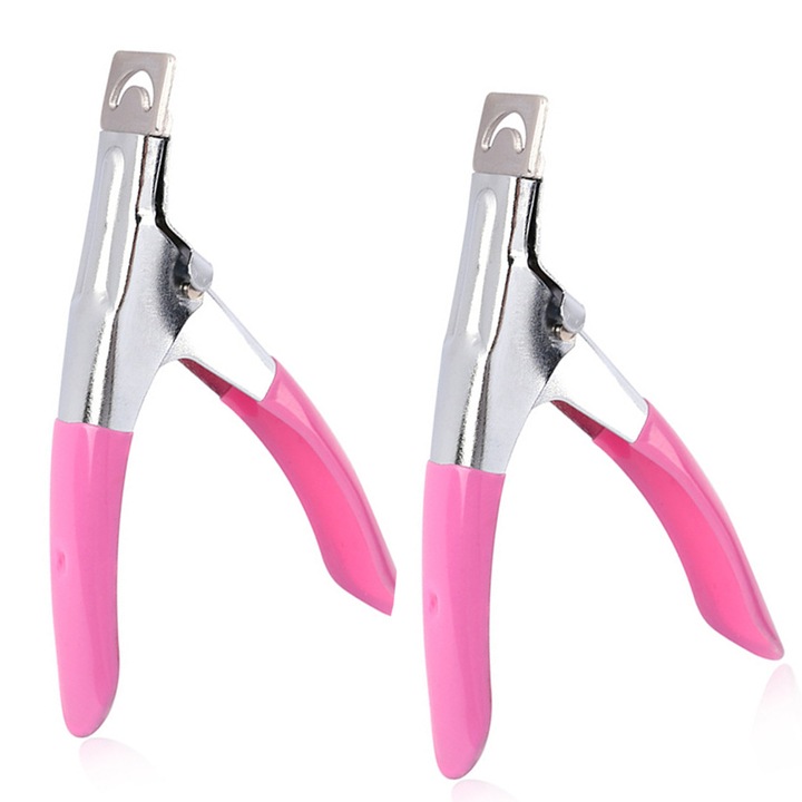 Комплект от 2 клещи за нокти, неръждаема стомана/пластмаса, розово/сребристо, 12,3x7,5 см