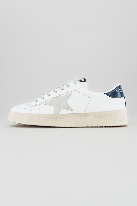 GOLDEN GOOSE, Кожени спортни обувки Stardan с нисък профил, Бял/Сив/Тъмносин