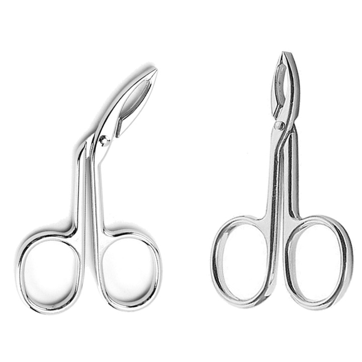 Set 2 pensete pentru sprancene din otel inoxidabil, BGHYHYHI, forma de foarfece, argintiu, compact