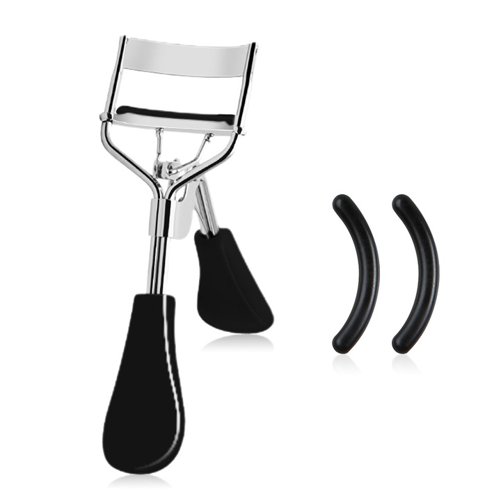 Извивачка за мигли QttvbTna, ергономична, включва резервни гумени подложки, черна