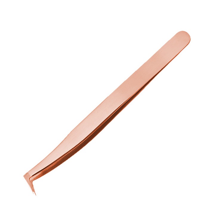Пинцети за удължаване на мигли, Cozevdnt, Inox, Pink