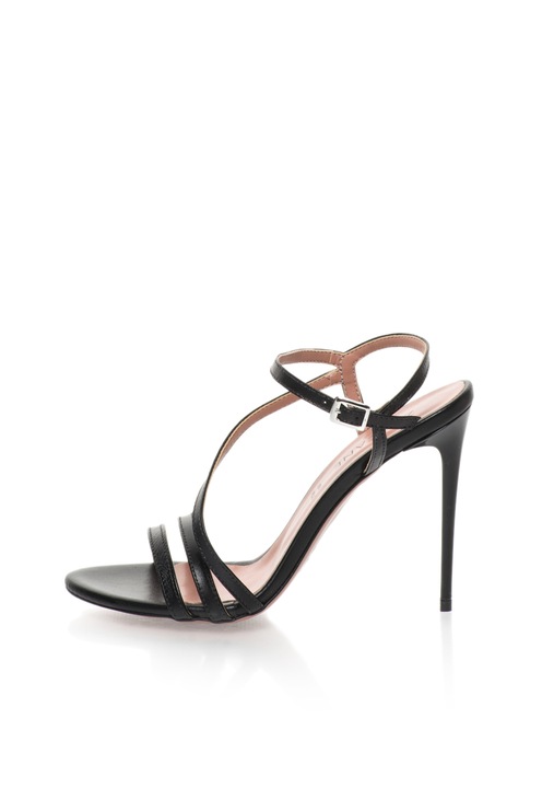 Zee Lane Sandale negre de piele cu toc inalt Silvia 37