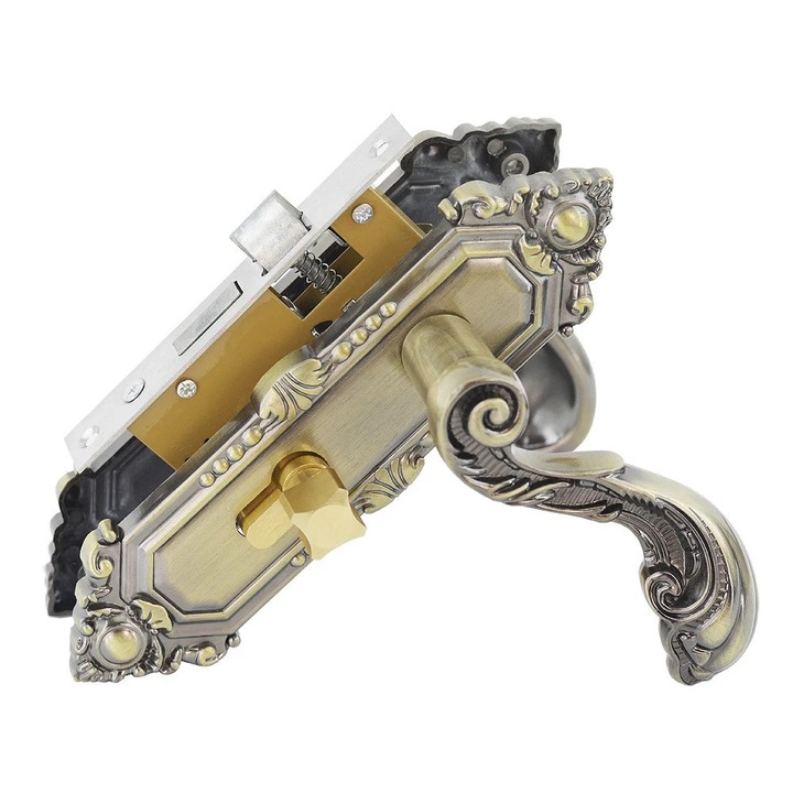 Broasca completa 50 cu butuc cu buton, 3 chei, Bronz Antic 51P Prospercom