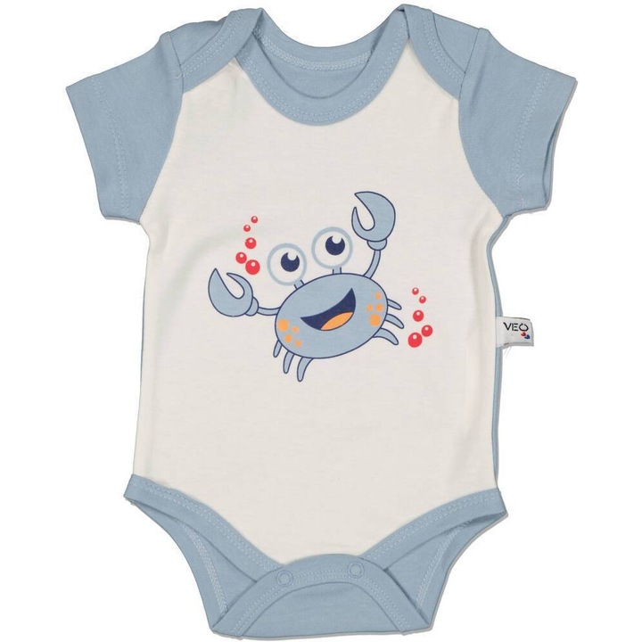 Body baieti, Veo, Crab, Bumbac, Albastru-deschis
