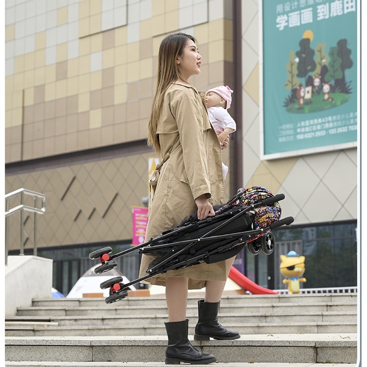 Количка At Performance, 3 в 1, Многофункционална, Лека, Сгъваема, За бебета, Със сенник за UV защита, Многоцветна