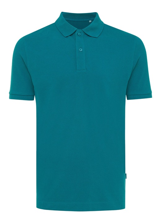 Tricou polo Faro, Ronic, material sustenabil bumbac 50% organic-50% reciclat, densitate 220g, unisex, verde turcoaz, XL