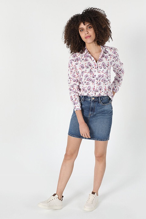 Női többszínű Slim Fit hosszú ujjú ing, Többszínű