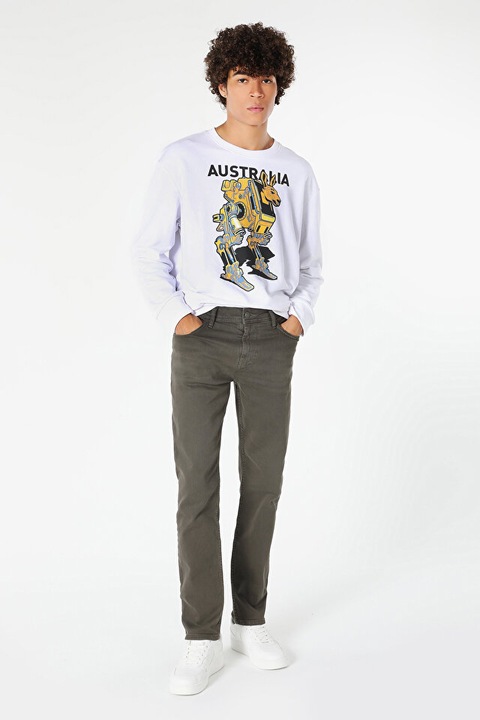 Khaki Straight Fit férfi nadrág, Zöld