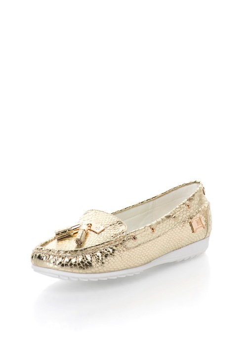 Laura Biagiotti Pantofi boat aurii cu model reptila 37