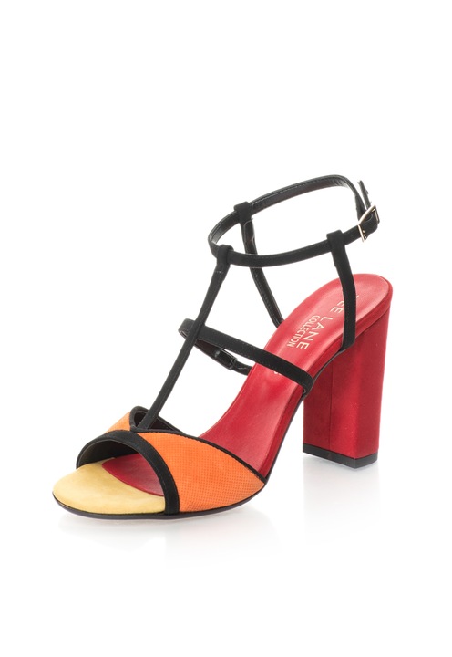 Zee Lane Collection Sandale oranj si rosu de piele intoarsa cu barete multiple 40