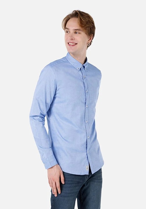 Camasa Cu Maneca Lunga De Barbati Albastru Slim Fit 8683197319098