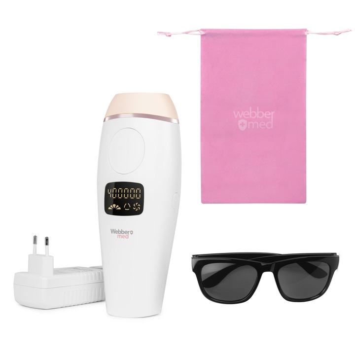 Epilator IPL Webber, S5, Ecran LCD, 400.000 de impulsuri, Alb