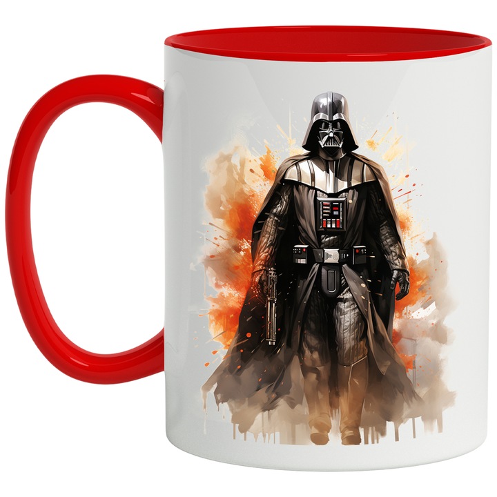 Cana Cu Darth Vader, Star Wars, SF, Raufacatori, Anakin Skywalker, Multicolor 330 ml, Ceramica cu Maner Rosu