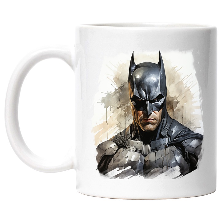 Cana Cu Portet, Batman, Costum, Masca, DC, Pete De Vopsea, Multicolor 330 ml, Ceramica cu Maner Alb