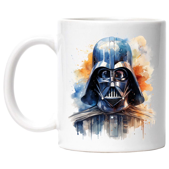 Cana Cu Anakin Skywalker, Darth Vader, Sci Fi, Raufacator, Star Wars, Picaturi, Multicolor 330 ml, Ceramica cu Maner Alb