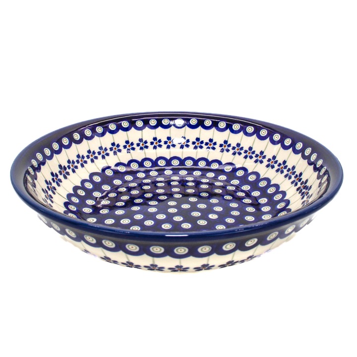 Bol salata Floral Peacock, din ceramica smaltuita, pictat manual, 25,2 cm, volum 1,4 L