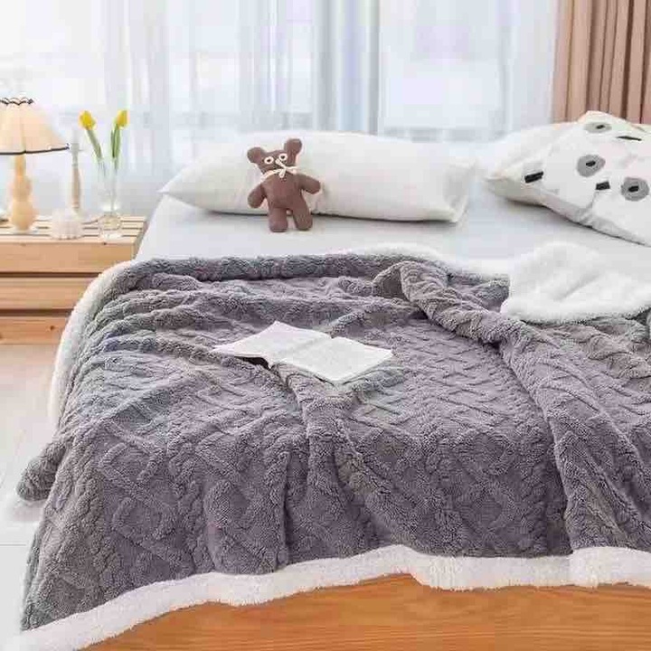 Кожано одеяло за двойно легло, Jojo Home, модел Tricot, Uni, 200x230см, Тъмно сиво