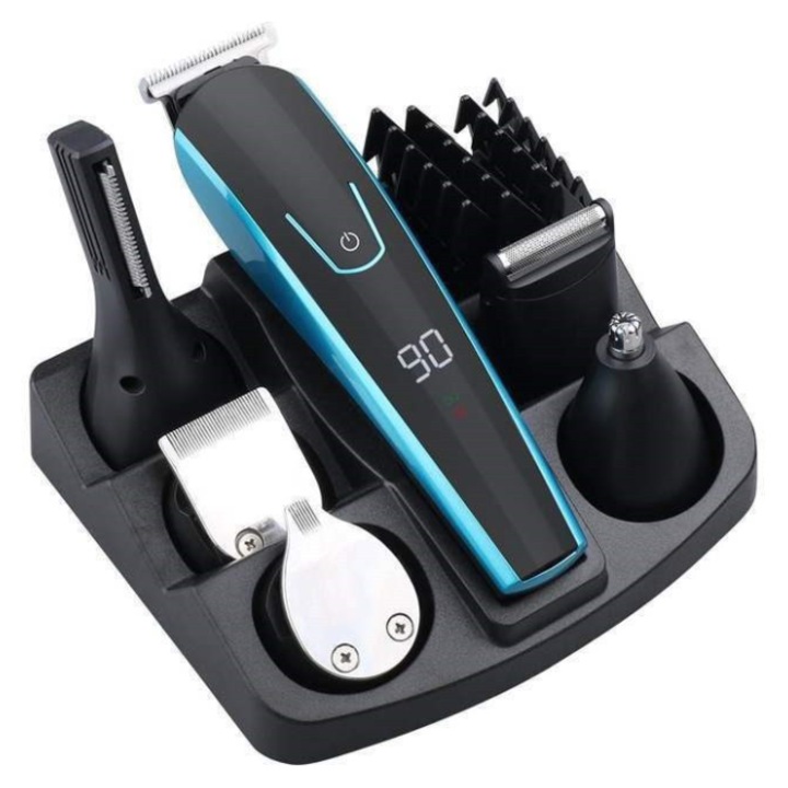 Комплект машинка/самобръсначка и аксесоари, професионални, стоманени ножчета, LED дисплей, u, размери от 1-2 см, 3-12 см