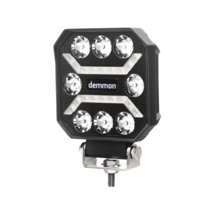 Led halogen pentru camioane tractor, roll bar, ATV, jeep, utilaje agricole, 110 x 110 x 37 mm E-mark E9, 27W 12-24V, alb