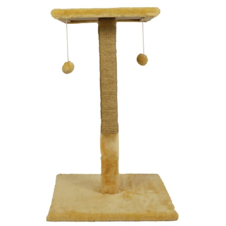 Ansamblu de joaca pentru pisici, tip turn cu platforma si ciucuri, bej
