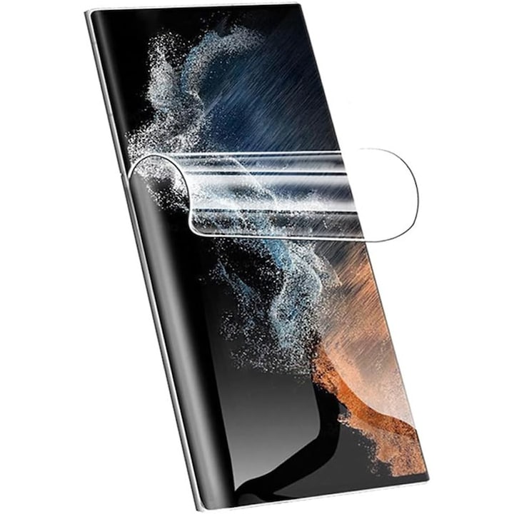 Folie de protectie ecran din silicon, TPU, Perfect fit, compatibila cu Samsung Galaxy S23 Ultra, acopera tot ecranul, transparenta, ISAG