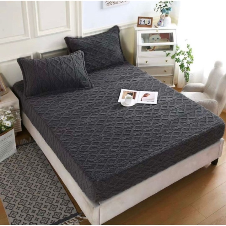 Калъфка за легло и 2 калъфки за възглавници, Cocolino, 3 части, 2 лица, 180x200см, Тъмносив