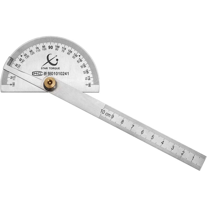 Jormftte rozsdamentes acél szögmérő, 0-180 fok, 100 mm, szögmérő vonalzó