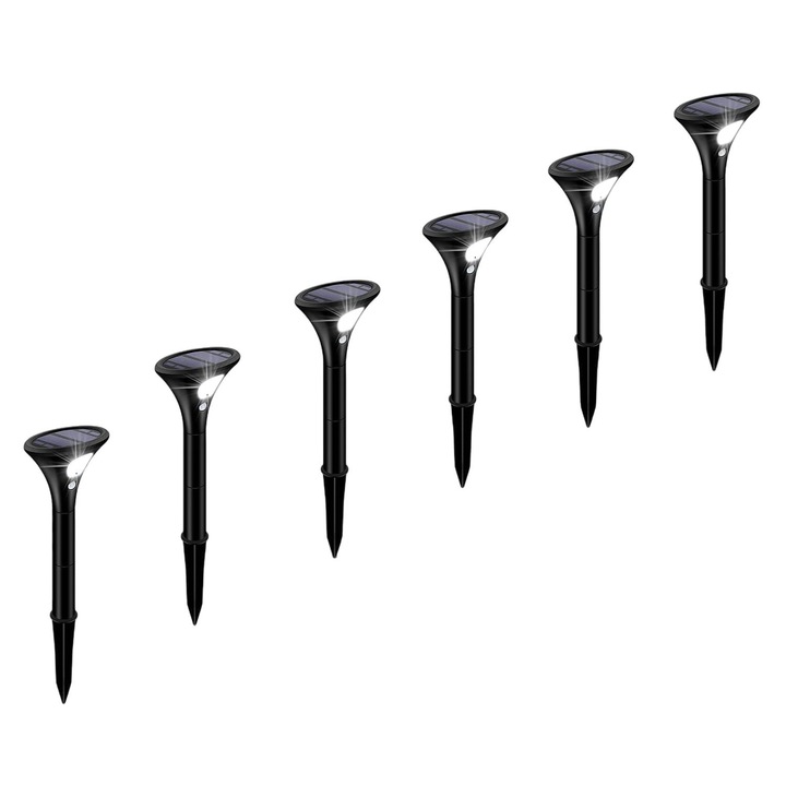 Комплект от 6 соларни лампи, Jormftte, LED, IP65, черни