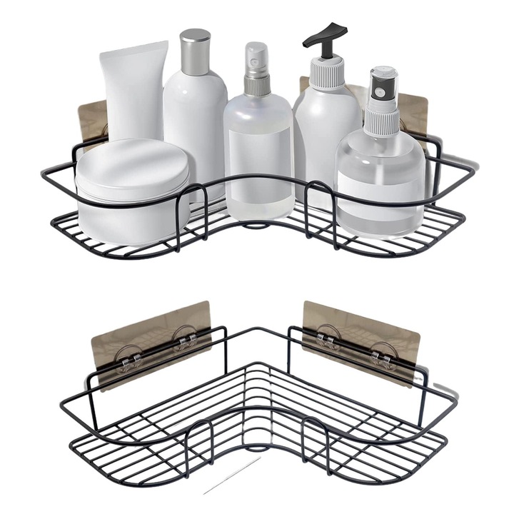 2 db fürdőszobai rendszerező készlet, Jormftte, rozsdamentes acél, fekete/barna