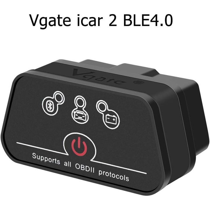 Тестер за автомобили, VGATE, OBD2, Bluetooth, черен